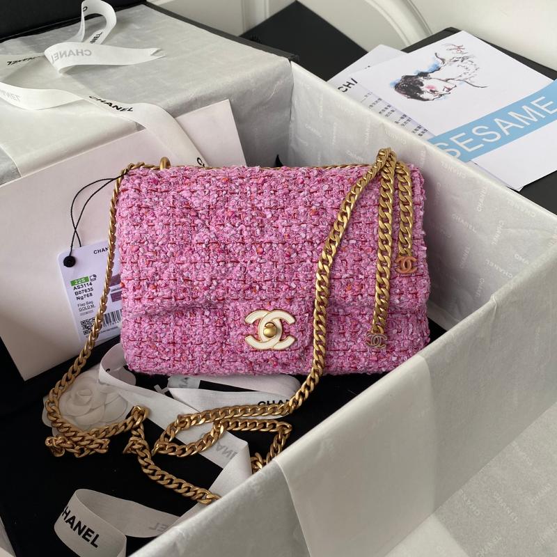 Chanel 2.55 Classic AS3114 woolen rose red